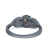 Art Deco Oval Natural Stone Promise Ring