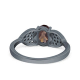 Art Deco Oval Natural Stone Promise Ring