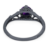 Round Natural Stone Leaf Vintage Style Ring