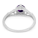 Round Natural Stone Leaf Vintage Style Ring