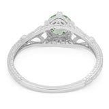 Round Natural Stone Leaf Vintage Style Ring