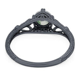 Round Natural Stone Leaf Vintage Style Ring