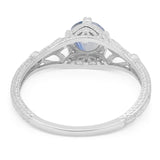 Round Natural Stone Leaf Vintage Style Ring