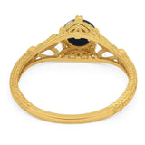 Round Natural Stone Leaf Vintage Style Ring