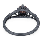 Round Natural Stone Leaf Vintage Style Ring