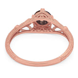 Round Natural Stone Leaf Vintage Style Ring