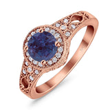 Art Deco Round Natural Stone Halo Ring