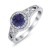 Art Deco Round Natural Stone Halo Ring