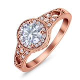 Art Deco Round Natural Stone Halo Ring