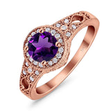 Art Deco Round Natural Stone Halo Ring