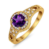 Art Deco Round Natural Stone Halo Ring