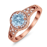 Art Deco Round Natural Stone Halo Ring