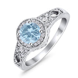 Art Deco Round Natural Stone Halo Ring