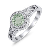 Art Deco Round Natural Stone Halo Ring