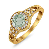 Art Deco Round Natural Stone Halo Ring