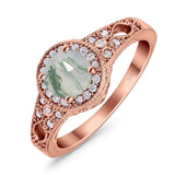 Art Deco Round Natural Stone Halo Ring