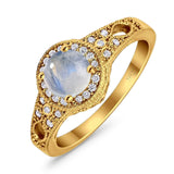 Art Deco Round Natural Stone Halo Ring