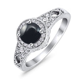 Art Deco Round Natural Stone Halo Ring