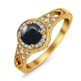 Art Deco Round Natural Stone Halo Ring