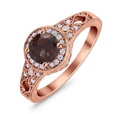 Art Deco Round Natural Stone Halo Ring