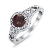 Art Deco Round Natural Stone Halo Ring