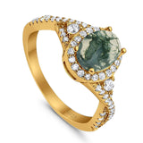 Oval Natural Stone Split Shank Ring