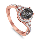 Oval Natural Stone Split Shank Ring