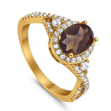 Oval Natural Stone Split Shank Ring