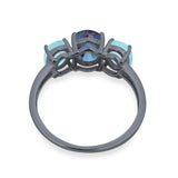 Art Deco Oval Natural Stone Trio Ring
