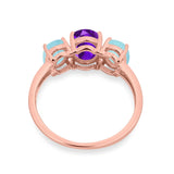 Art Deco Oval Natural Stone Trio Ring