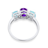 Art Deco Oval Natural Stone Trio Ring