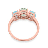 Art Deco Oval Natural Stone Trio Ring