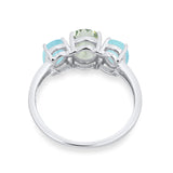 Art Deco Oval Natural Stone Trio Ring