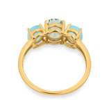 Art Deco Oval Natural Stone Trio Ring