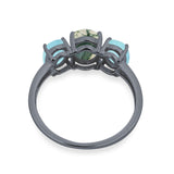 Art Deco Oval Natural Stone Trio Ring