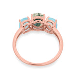 Art Deco Oval Natural Stone Trio Ring