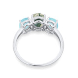 Art Deco Oval Natural Stone Trio Ring