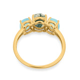 Art Deco Oval Natural Stone Trio Ring