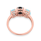 Art Deco Oval Natural Stone Trio Ring