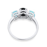 Art Deco Oval Natural Stone Trio Ring