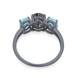 Art Deco Oval Natural Stone Trio Ring