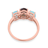 Art Deco Oval Natural Stone Trio Ring