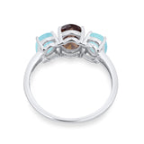 Art Deco Oval Natural Stone Trio Ring