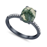 Art Deco Oval Natural Stone Wedding Ring