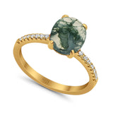 Art Deco Oval Natural Stone Wedding Ring