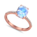 Art Deco Oval Natural Stone Wedding Ring