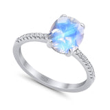 Art Deco Oval Natural Stone Wedding Ring