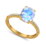 Art Deco Oval Natural Stone Wedding Ring