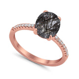 Art Deco Oval Natural Stone Wedding Ring