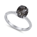 Art Deco Oval Natural Stone Wedding Ring